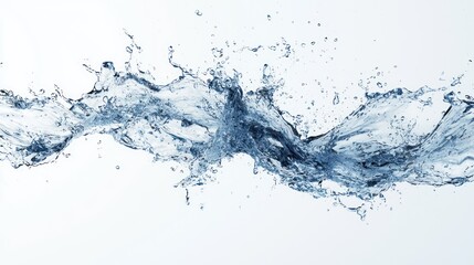 Fluid Artistry - Abstract Splash of Water in Brush Stroke Style on White Background, Generative Ai