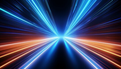 3d abstract technology glowing neon fast speed light background