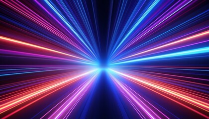 3d abstract technology glowing neon fast speed light background