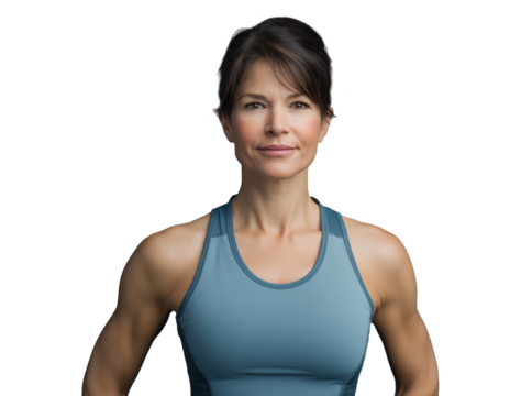mature sportswoman in sporty wear, adult woman with healthy and fitness body - Powered by Adobe