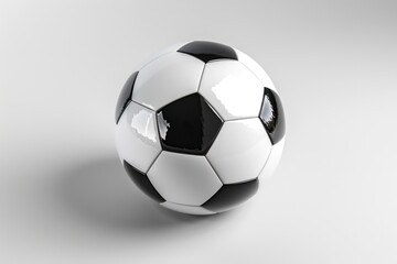 Fototapeta premium A high-contrast image of a soccer ball on a white surface, great for use in sports-themed designs or as a simple graphic element