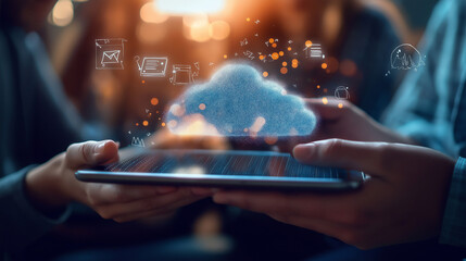 Advanced IT systems management using digital technology and technical support by a professional in a contemporary business setting