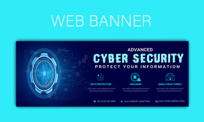 Naklejka premium cyber security web slider design template,web banner
