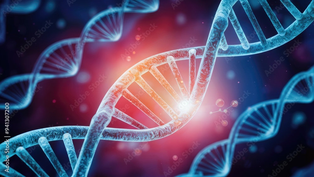 Poster 3d rendering of a molecular structure related to cosmetics and dna