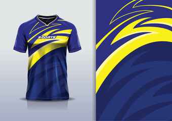 Sport jersey design template mockup stripe line racing for football soccer, running, esports, blue yellow color © Nimpuna O