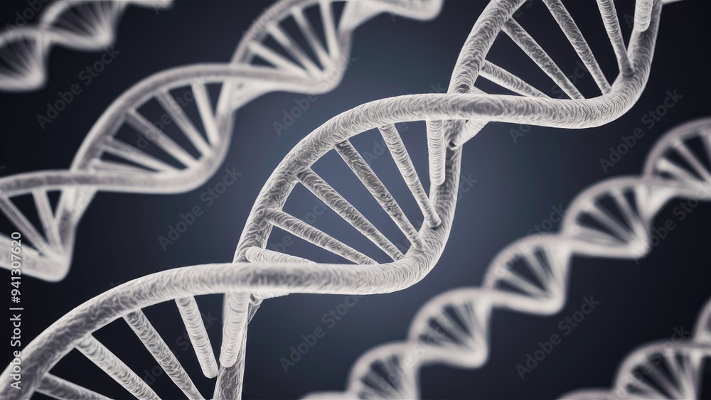 Poster 3d representation of a dna molecule featuring two intertwined polynucleotide chains made up of four 