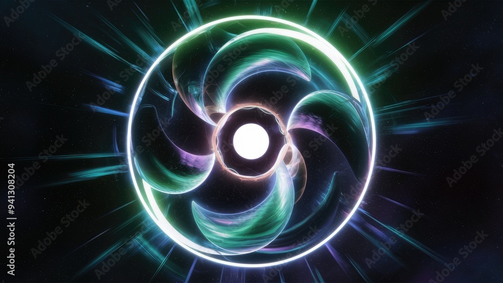 Aufkleber abstract 3d render of circular light background