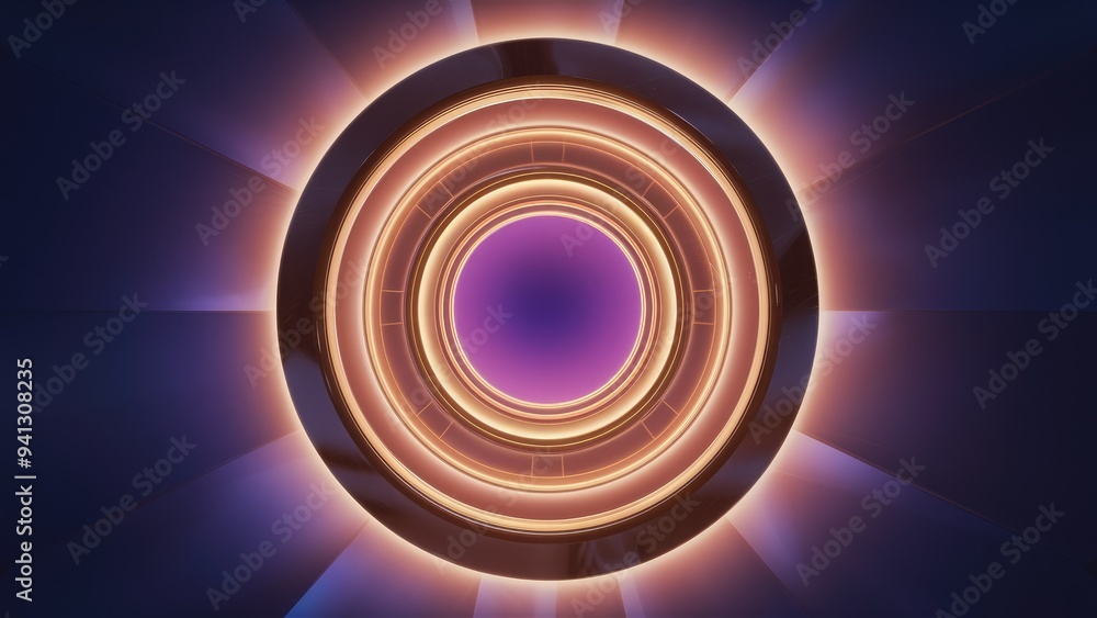 Poster abstract 3d render of a circular aperture with soft lighting background
