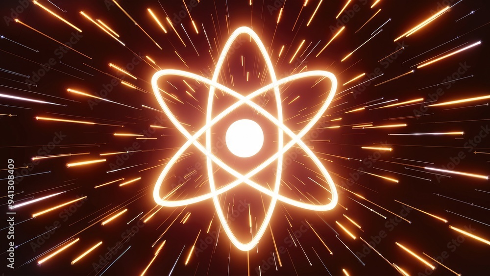 Aufkleber abstract 3d rendering of glowing atom light rays