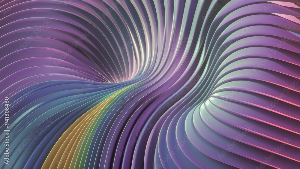 Poster abstract 3d rendering of a multicolored background with wavy lines