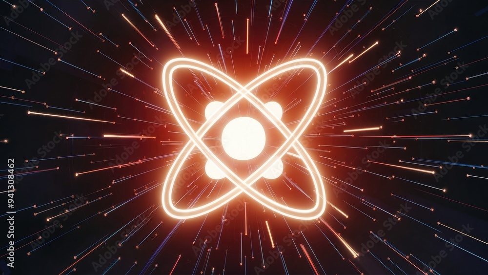 Aufkleber abstract 3d rendering of glowing atom light rays