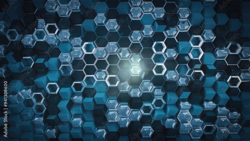 Poster abstract 3d background featuring hexagonal shapes with a versatile backdrop and ample copy space for