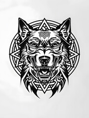 Fototapeta premium Cerberus head very simple traditional tattoo flash styles illustration