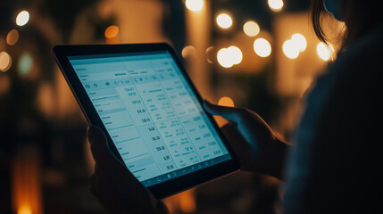 Efficient planning by an event manager using a digital tablet and monthly calendar to organize and schedule events, tasks, and meetings