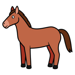 Fototapeta premium Horse Cartoon Style Vector on White Background | Animal Illustration, Clip Art