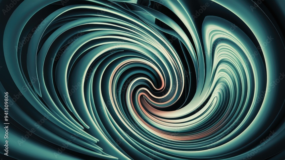 Poster abstract design of swirling and twisting wave patterns reflecting popular science, education, and re