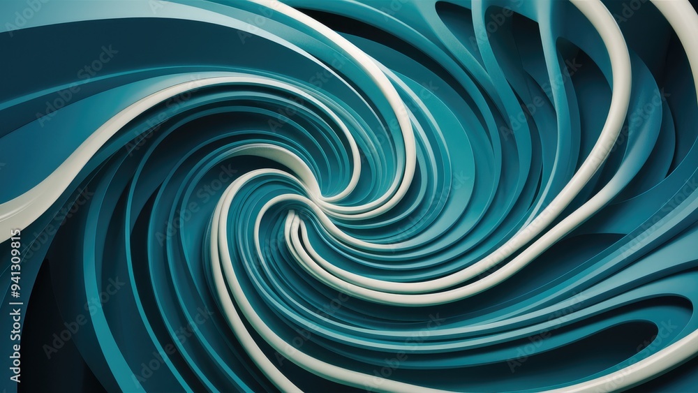 Poster abstract design of swirling and twisting wave patterns reflecting popular science, education, and re