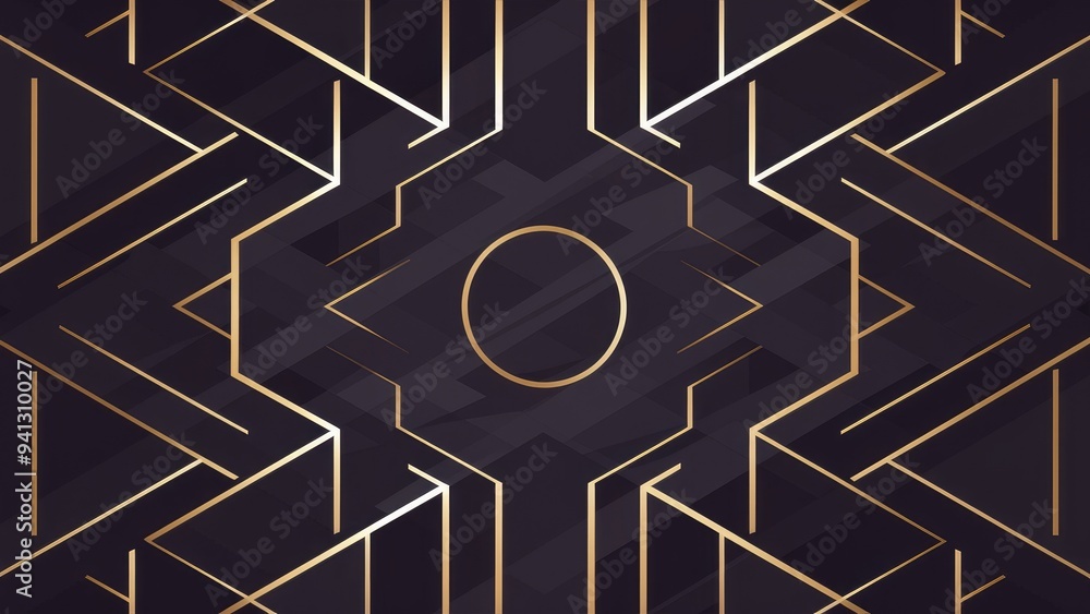 Poster  Abstract Geometric Background with Golden Linear Pattern