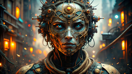 Cyberpunk Woman In Futuristic City