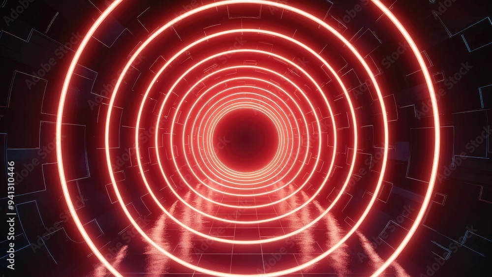 Aufkleber abstract light particles for edm event: neon tunnel background loop for concert and party intros