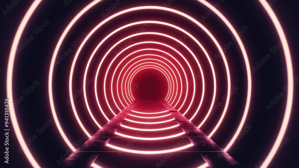 Poster abstract light particles for edm event: neon tunnel background loop for concert and party intros