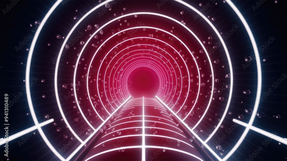 Poster Abstract Light Particles for EDM Music Events with Neon Tunnel Background Loop