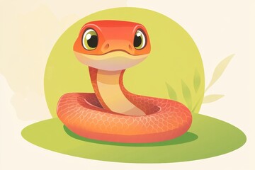 Flat design with cute snake for Happy New Year 2025. Translation: Good fortune in the Snake Year.