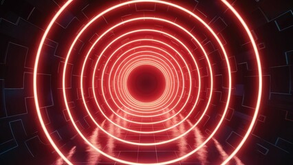 Obraz premium Abstract Light Particles for EDM Event: Neon Tunnel Background Loop for Concert and Party Intros