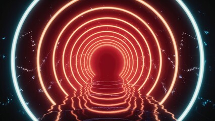 Naklejka premium Abstract Light Particles for EDM Event: Neon Tunnel Background Loop for Concert and Party Intros