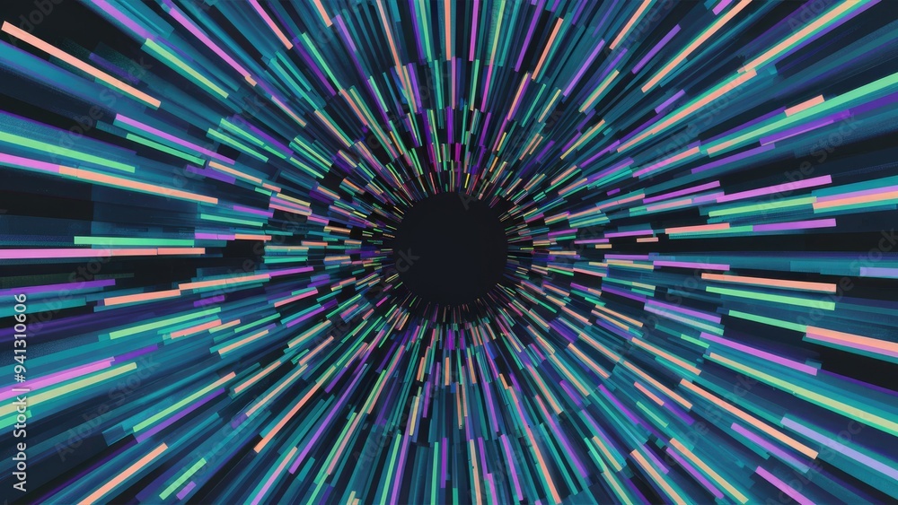 Poster abstract motion background with colorful blur and glitch effects, dynamic lines and stripes design