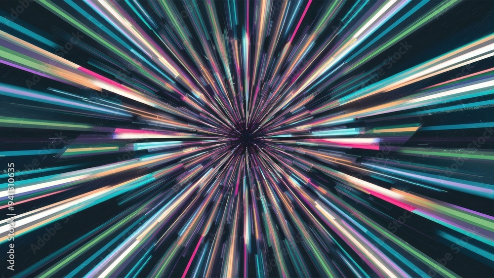 Poster abstract motion background with colorful blur and glitch effects, dynamic lines and stripes design