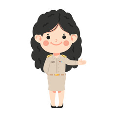 Thai female teacher welcome in uniform