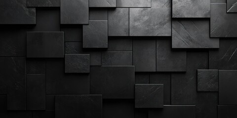 Abstract Black Square Tiles Wall Texture