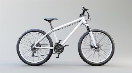 Fototapeta premium A lone white bicycle sitting on a gray background