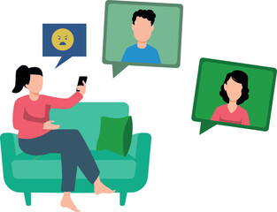 The girl is angry at the call.