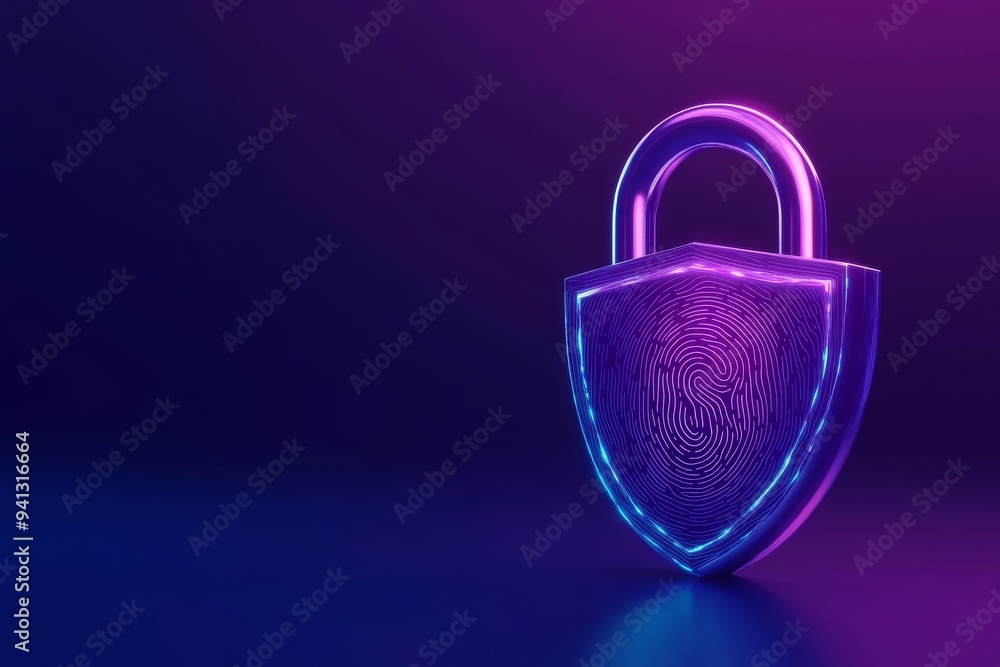Poster online security with code lock on bright background
