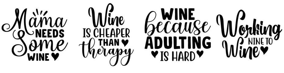 Vibrant Wine Labels And Badges, Calligraphic Lettering Bundle Vector Illustration for Infographic, Gift Card, Advertising