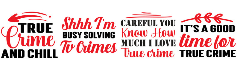 Modern True Crime Typography, Calligraphic Lettering Bundle Vector Illustration for Magazine, Motion Graphics, Banner