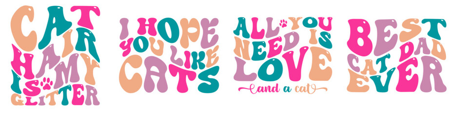 Creative Retro Funny Inscriptions, Typography Pack Vector Illustration for Magazine, Book Cover, Decal