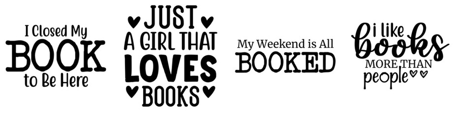 Classic Reading Calligraphy, Phrases Set Vector Illustration for Flyer, Gift Card, Printable