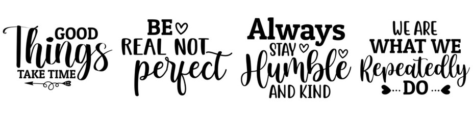 Modern Inspirational Calligraphy, Typographic Emblems Set Vector Illustration for Motion Graphics, Label, T-Shirt Design