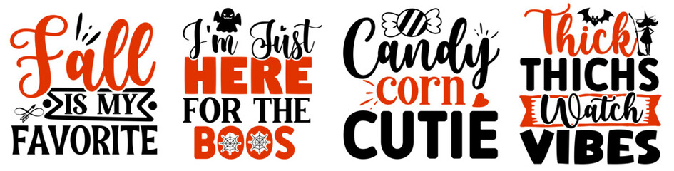 Colourful Halloween Inscriptions, Hand Lettering Set Vector Illustration for Newsletter, Advertisement, Greeting Card