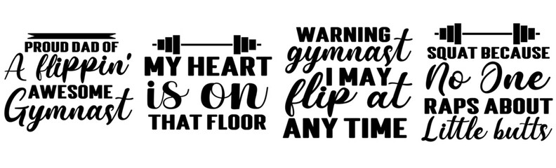 Elegant Gymnastics Trendy Retro Style Illustration, Phrases Pack Vector Illustration for Sticker, Magazine, Vouchers