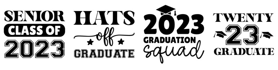 Simple Graduation Typographic Emblems, Phrases Collection Vector Illustration for Holiday Cards, Stationery, Advertisement