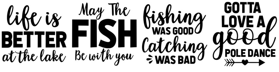 Classic Fishing Inscriptions, Invitation Set Vector Illustration for Magazine, Bookmark, Vouchers