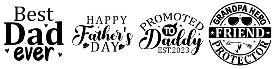 Simple Fathers Day Invitation, Typographic Emblems Set Vector Illustration for Flyer, Advertisement, Gift Card