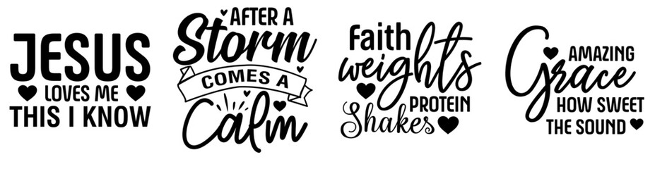 Creative Faith Typographic Emblems, Calligraphic Lettering Collection Vector Illustration for Mug Design, Postcard, Newsletter