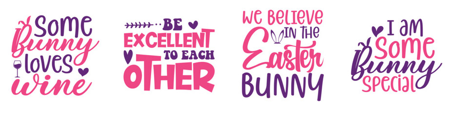 Modern Easter Typography, Hand Lettering Set Vector Illustration for Vouchers, Motion Graphics, Label