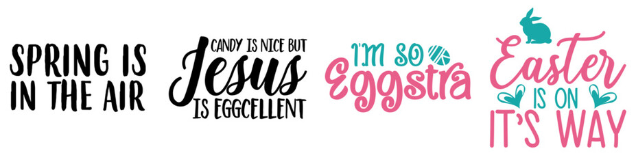 Creative Easter Typographic Emblems, Hand Lettering Bundle Vector Illustration for Advertising, Mug Design, Stationery