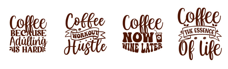 Minimal Coffee Hand Lettering, Invitation Bundle Vector Illustration for Advertising, Brochure, Sticker